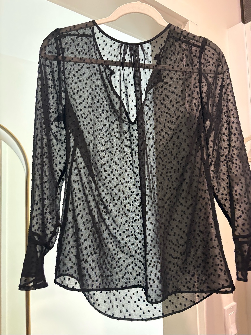 Banana Republic Sheer Black Dot Blouse